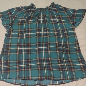 Chic Teal Plaid Top